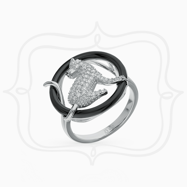 Кольцо-печатка SL из коллекции «Керамика», серебро