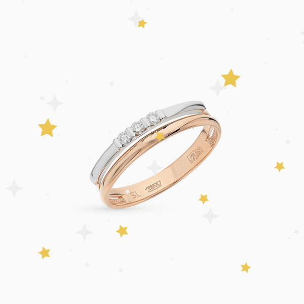 Кольцо SL из белого и розового золота с бриллиантами
