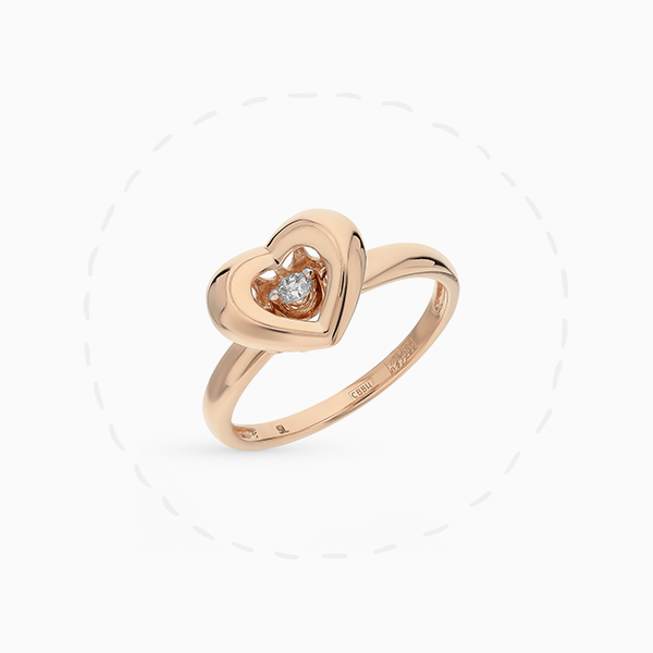 Кольцо-печатка SL, розовое золото, бриллиант 