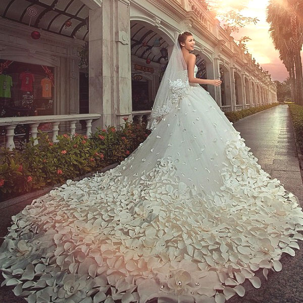 Cамые красивые в мире свадебные платья — фото. Цена самого дорогого и  шикарного платья невесты на свадьбе в 2022 году