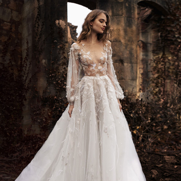 Дизайнерское белое платье невесты