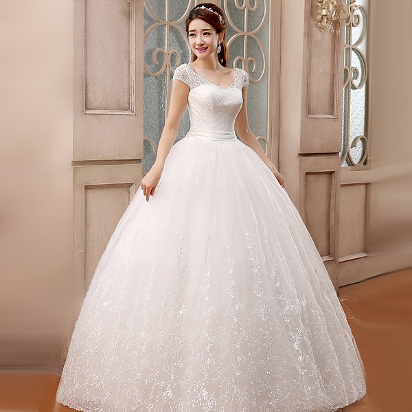  Классическое белое платье на свадьбу