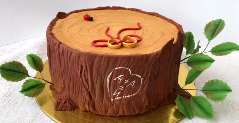 Торт на деревянную годовщину (5 лет свадьбы)