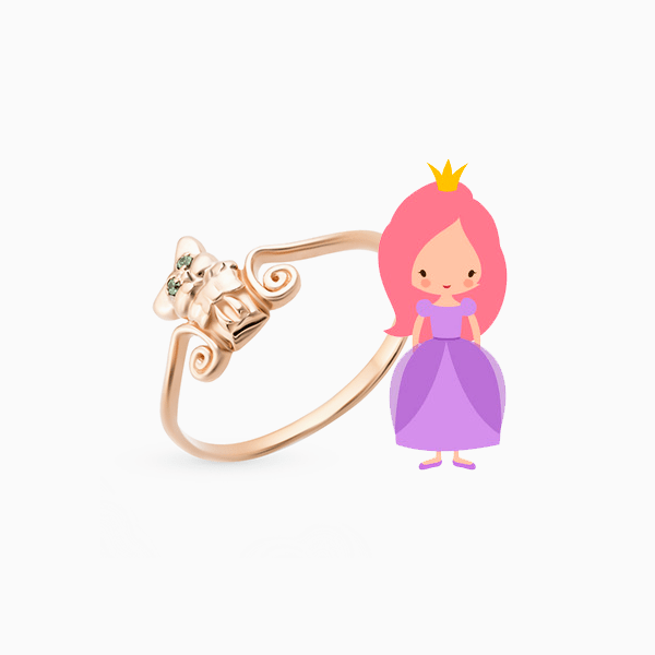 Кольцо «Калина золотая», розовое золото, фианиты