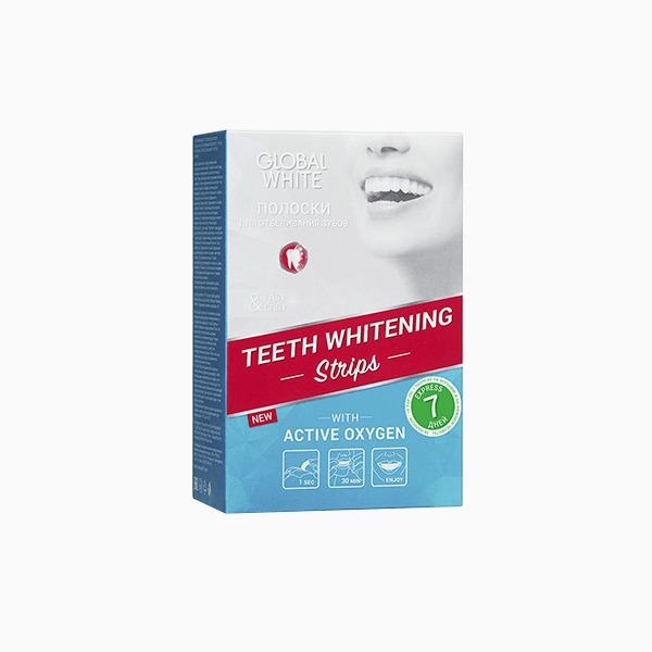 Полоски для отбеливания Teeth Whitening with Active Oxygen, Global White 