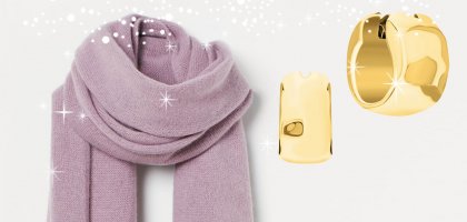 Яркий шарф и оригинальные серьги – идеальная пара для холодов