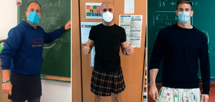 Испанские учителя-мужчины пришли на работу в юбках