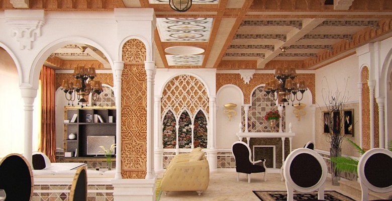 Специфичный мавританский интерьер содержит элементы марокканского и арабского стилей
