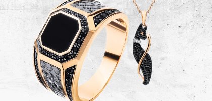 Розовое золото и черные кристаллы – роскошные контрасты в трендовых украшениях