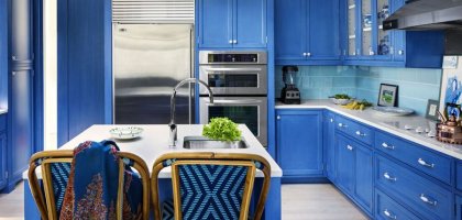 Синяя кухня в интерьере: дизайн, интересные идеи с фото