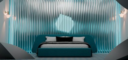 Голубая спальня в интерьере: особенности, фото, для каких стилей подойдет