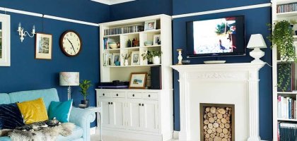 Синяя гостиная в интерьере: дизайн, интересные идеи с фото