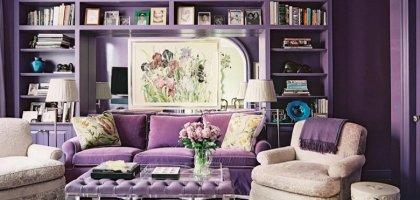 Фиолетовая гостиная в интерьере: дизайн, интересные идеи с фото